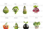 Cute Vegetables Clipart, Cute Carrot, a Food Illustration by BrushstrokeArtGB (Thumbnail 2 of 9)
