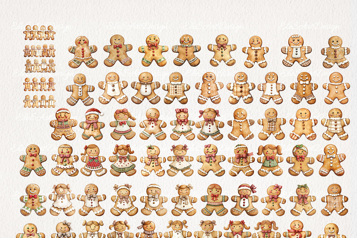 Gingerbread Man Clipart 65 PNG, a Seasonal Illustration by EleSArtDesign (Photo 2 of 4)
