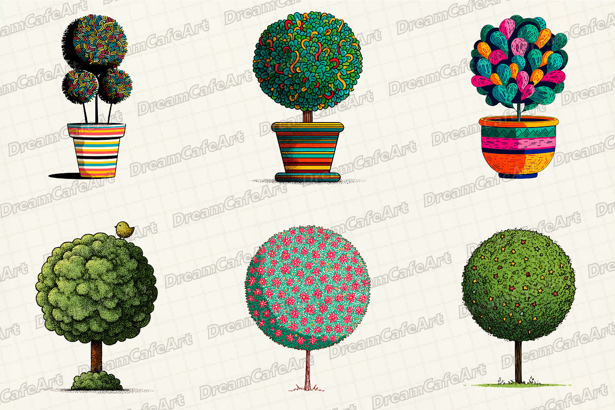 Christmas Topiary Trees Clipart, an Illustration by DreamCafeArt (Photo 6 of 6)