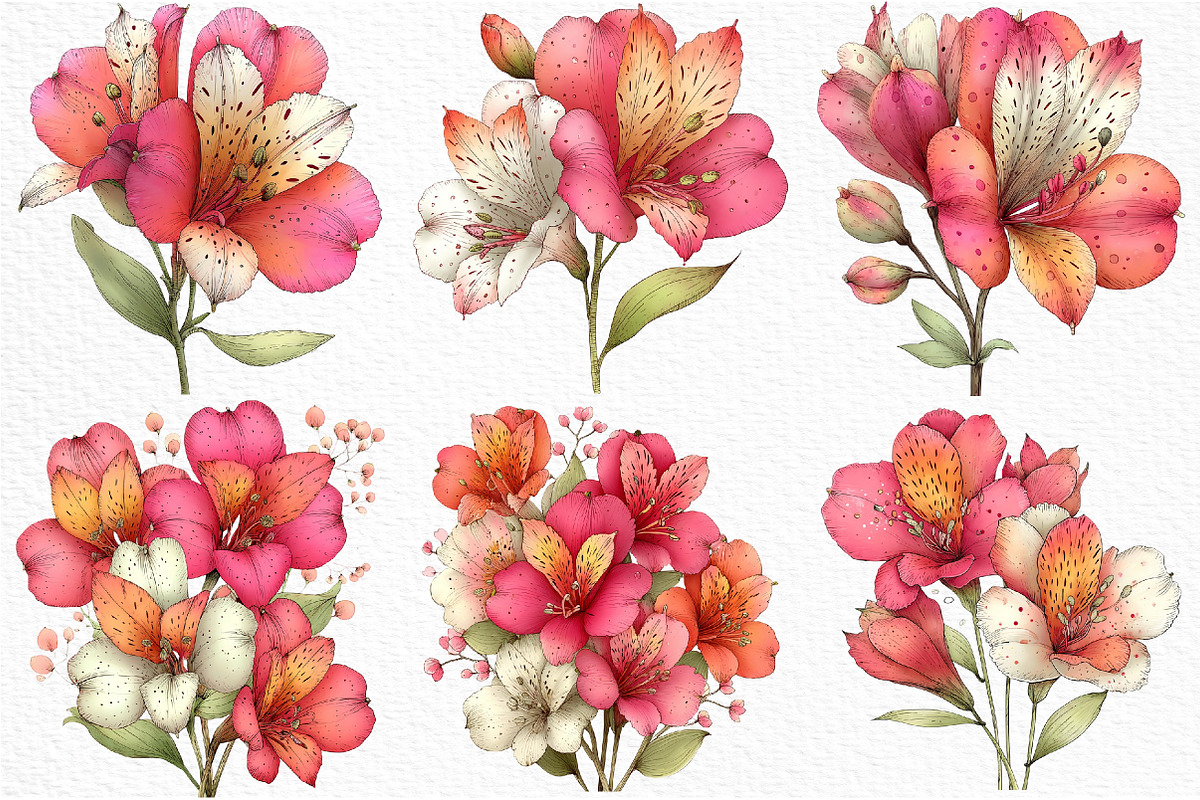 Spring Alstroemeria Flowers Clipart, an Illustration by Craft Nest (Photo 11 of 11)