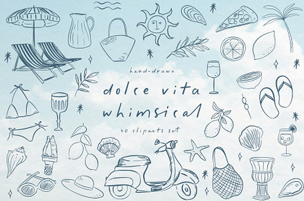 Whimsical Italy Beach Clipart Set