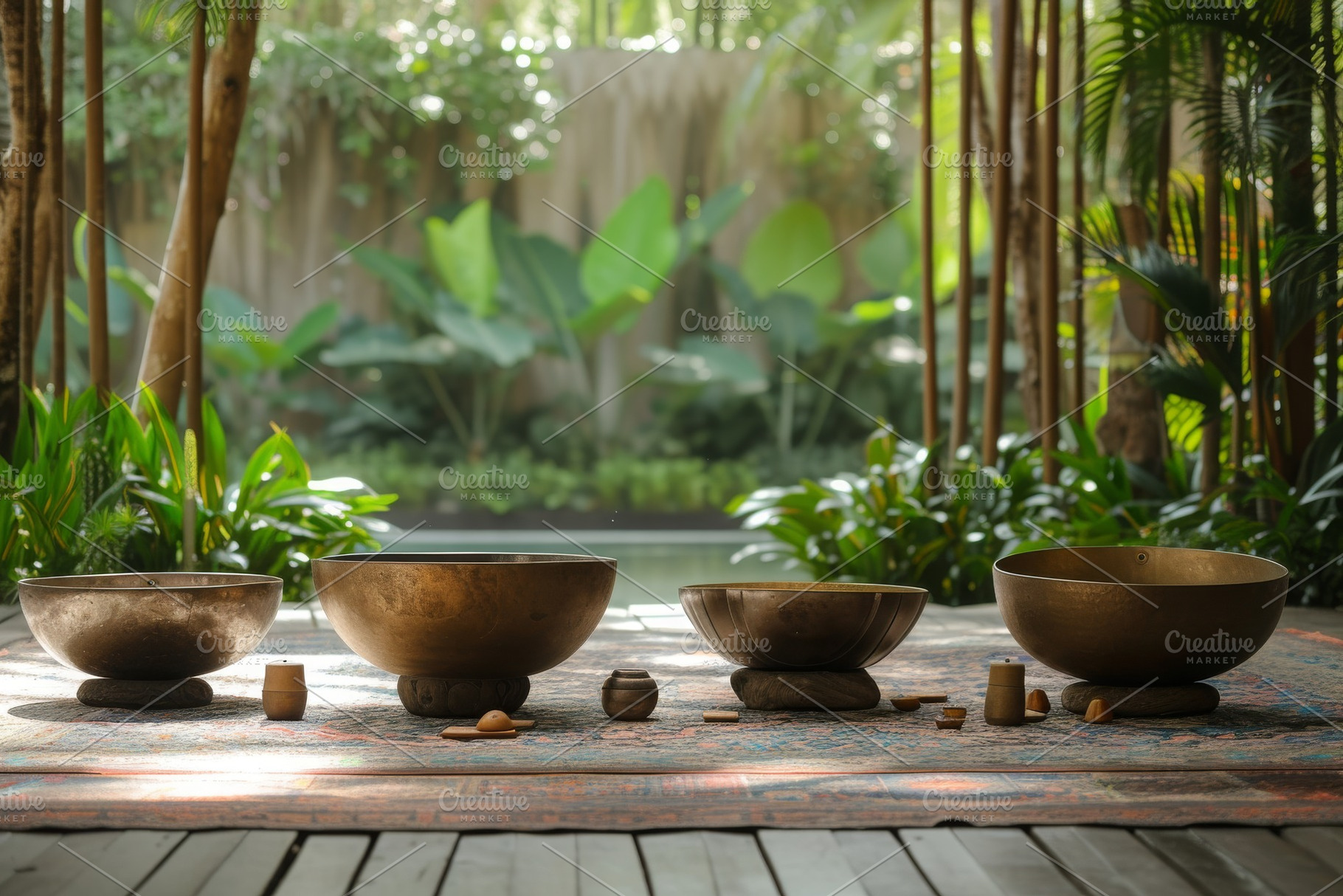 Several bowls are arranged neatly on, a Photo by Iftikhar Alam