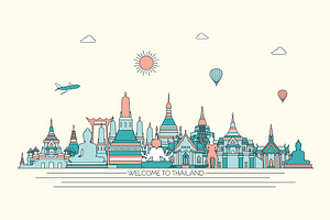 Thailand line art skyline