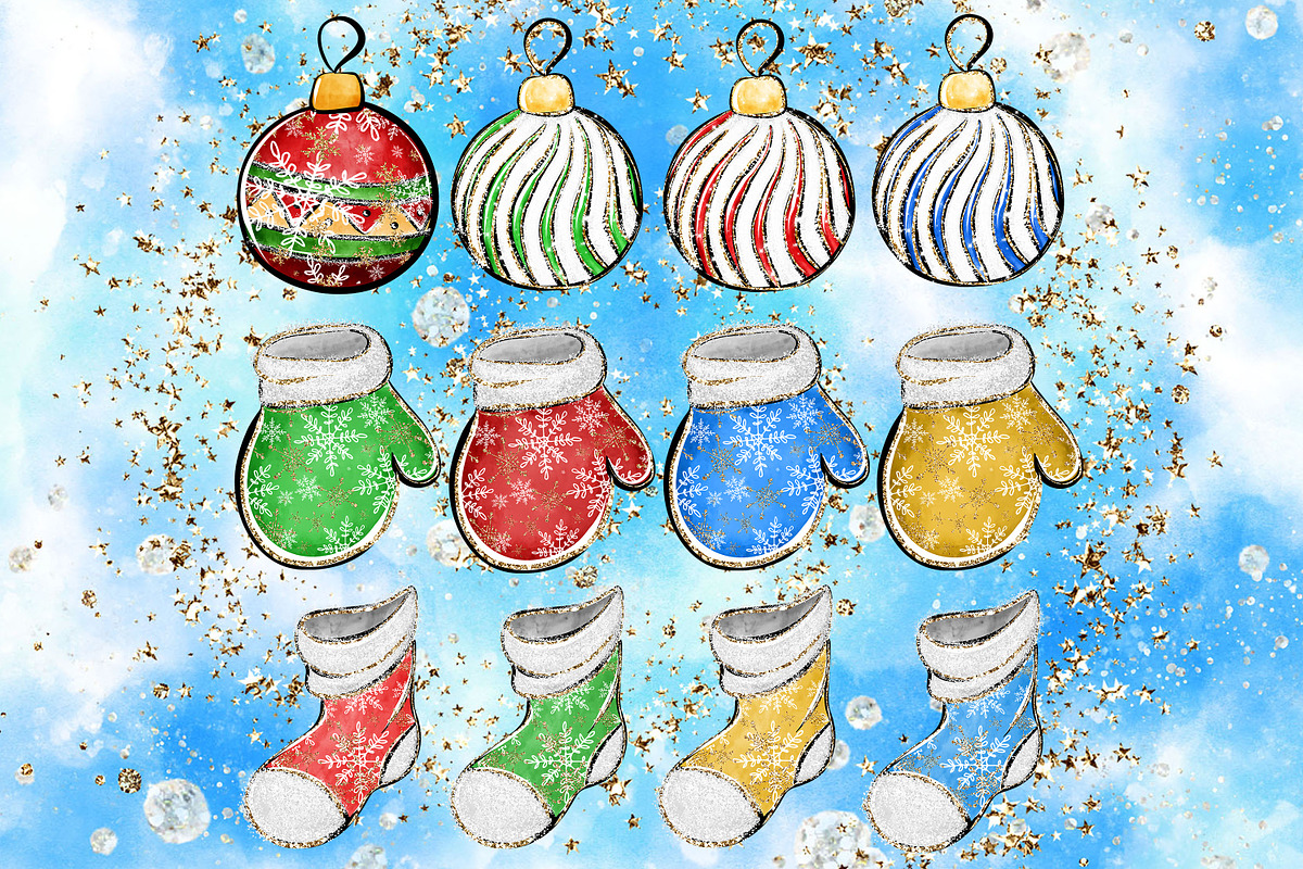 Ho-Ho-Ho christmas clipart set, a Decorative Illustration by JuliaStarArt-FantasyHome (Photo 5 of 10)