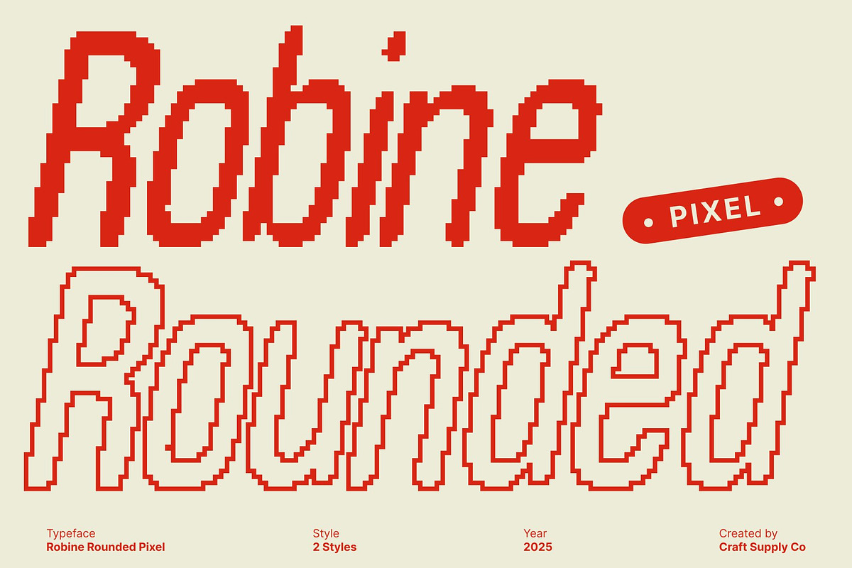 Robine Rounded Pixel, a Sans Serif Font by Craft Supply Co. (Photo 1 of 8)