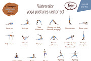Watercolor yoga postures vector set, a Healthcare Illustration by miminoshka (Thumbnail 2 of 7)