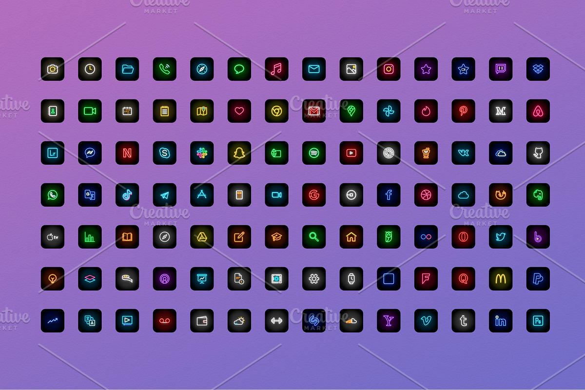 Neon - 100 iOS 14 App Icons, an Icon by iosey (Photo 3 of 3)