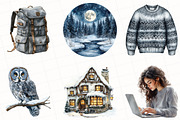 Foggy Winter Cottage Clipart, an Illustration by OK Design (Thumbnail 4 of 5)