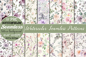 Watercolor Seamless Patterns, a Pattern Graphic by DreamCafeArt