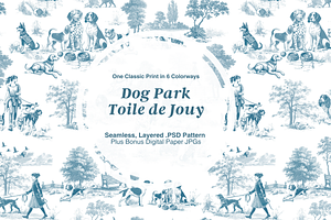 Dog Park Toile De Jouy Pattern