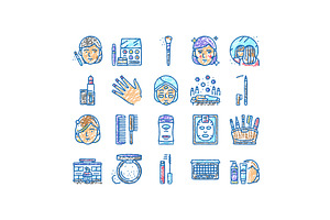 Makeup Cosmetology Procedure Icons, an Object Illustration by pikepicture