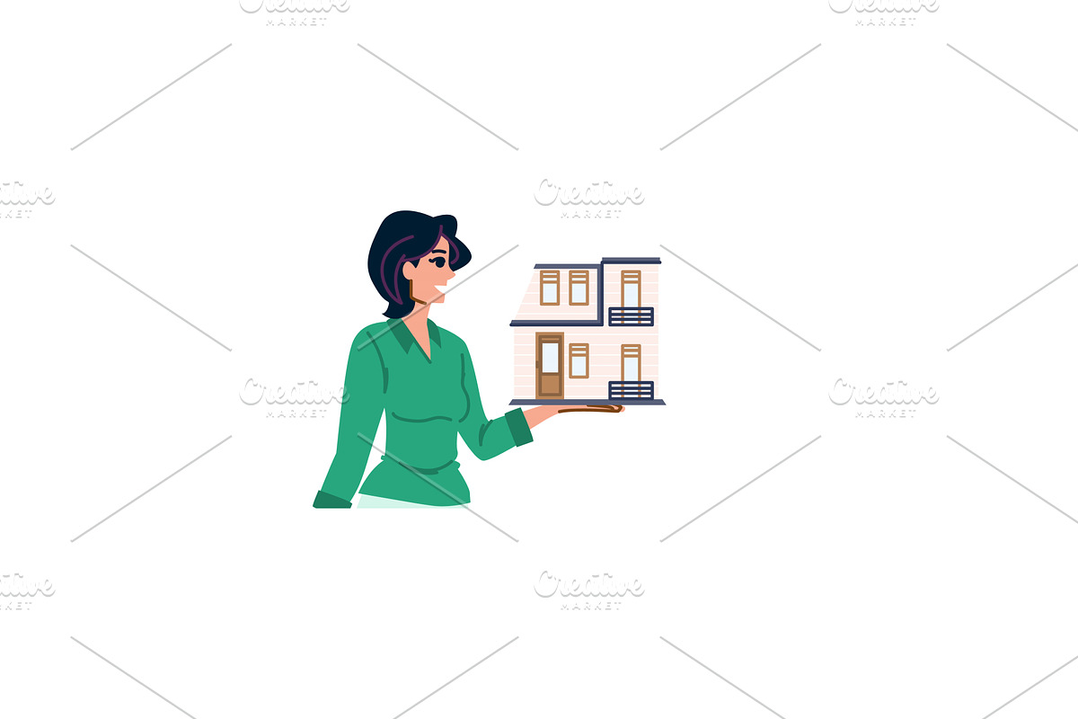 Real estate agent showing a model, an Object Illustration by pikepicture