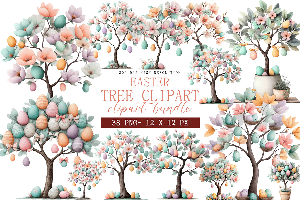 Easter Tree Clipart, an Illustration by DreamArtGraphic (Photo 1 of 4)