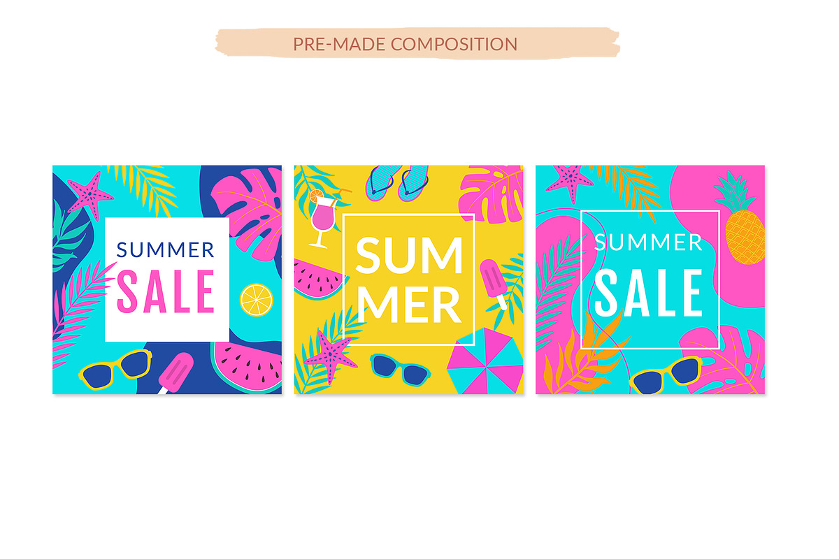 Summer Vibes – Vector Beach Clipart, a Seasonal Illustration by Nadezhda Mikhailova (Photo 5 of 9)
