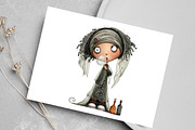 Spooky Quirky Girls Clipart Bundle, an Illustration by Canvas Craft (Thumbnail 5 of 7)