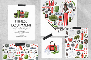 Fitness Equipment watercolor clipart