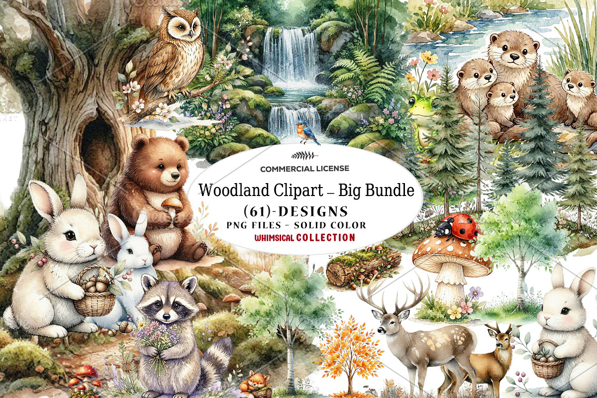 Woodland Clipart – Big Bundle, a Seasonal Illustration by CreationArt (Photo 1 of 7)