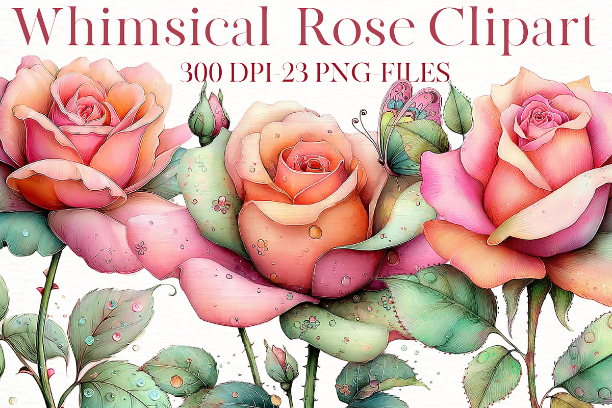 Whimsical rose Clipart, an Illustration by Designworld (Photo 1 of 8)