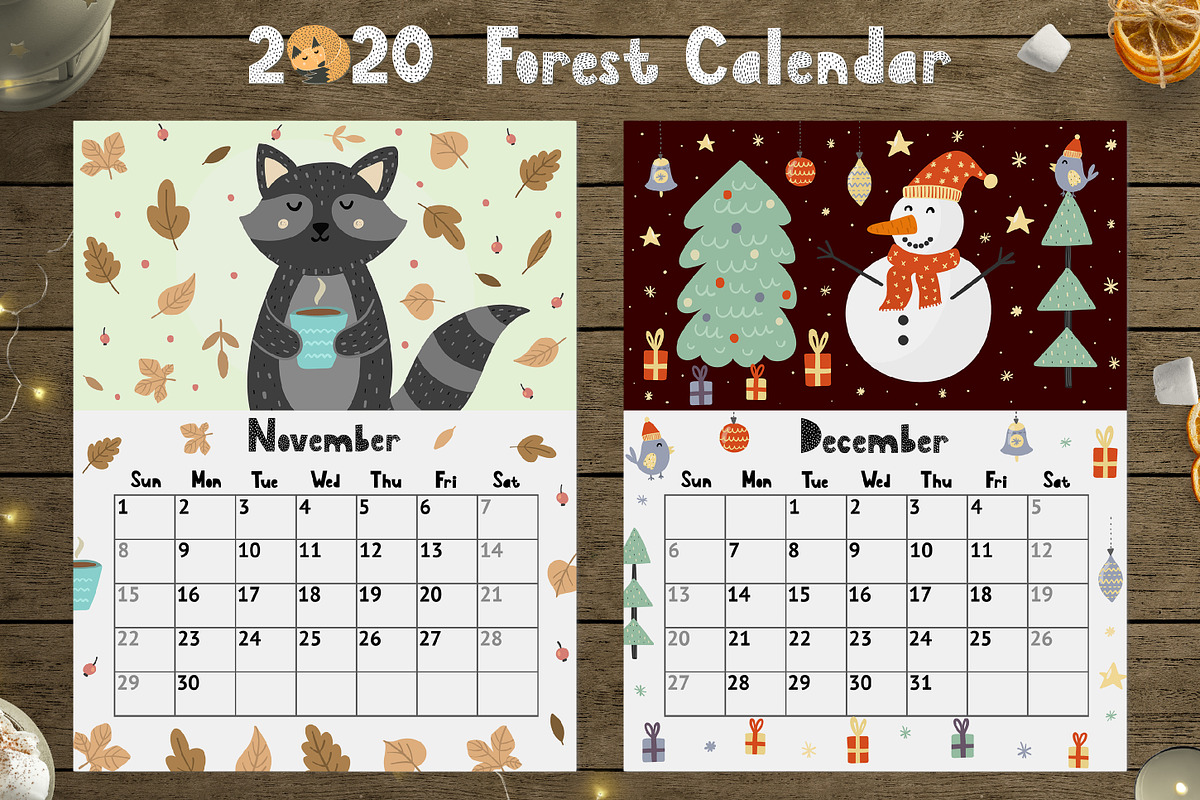 2020 Forest Calendar Template, a Stationery Template by Gulnara Sabirova (Photo 11 of 12)