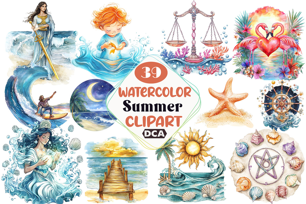 Summer Sublimation Clipart, an Illustration by DreamCafeArt (Photo 1 of 6)
