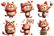 Valentine Cat Clipart, an Illustration by Pixels.Craft (Thumbnail 4 of 5)