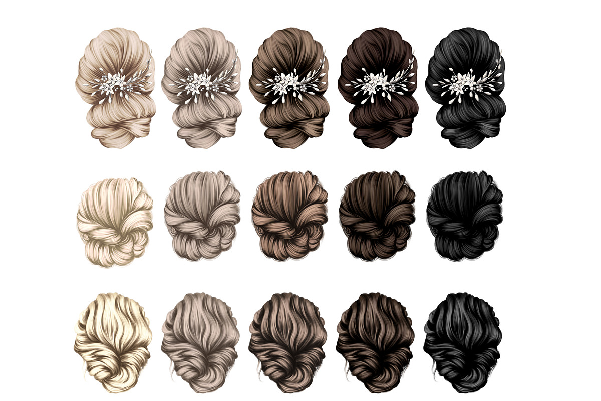 Hair clipart large set, an Illustration by Elenbushe (Photo 8 of 11)