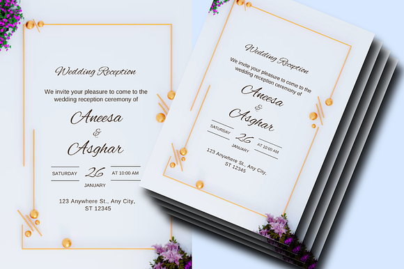Gold Wedding Reception Invitation