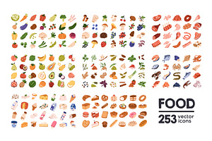 Food, groceries icons, big set, a Food Illustration by Good Studio