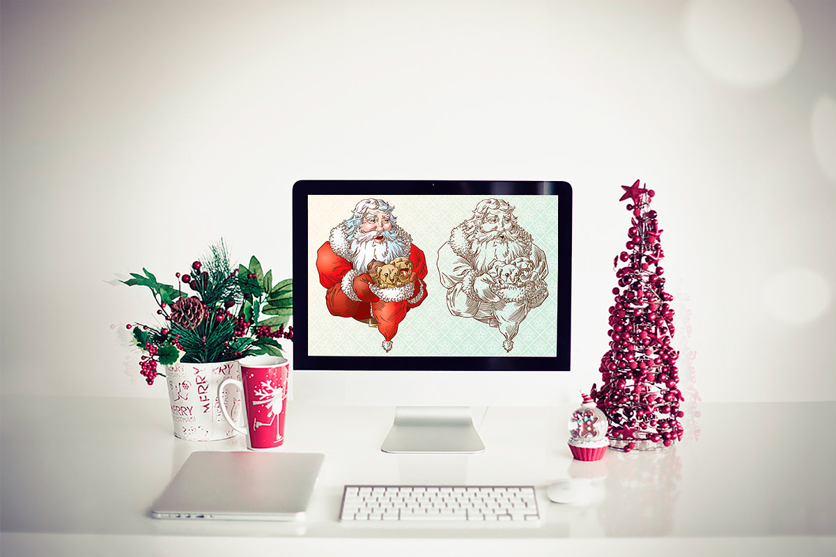 Vintage Santa Claus and objects, a Card Template by inshader (Photo 6 of 6)