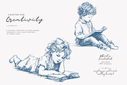 vintage children clipart collection, a Decorative Illustration by Patishop Art (Thumbnail 6 of 8)