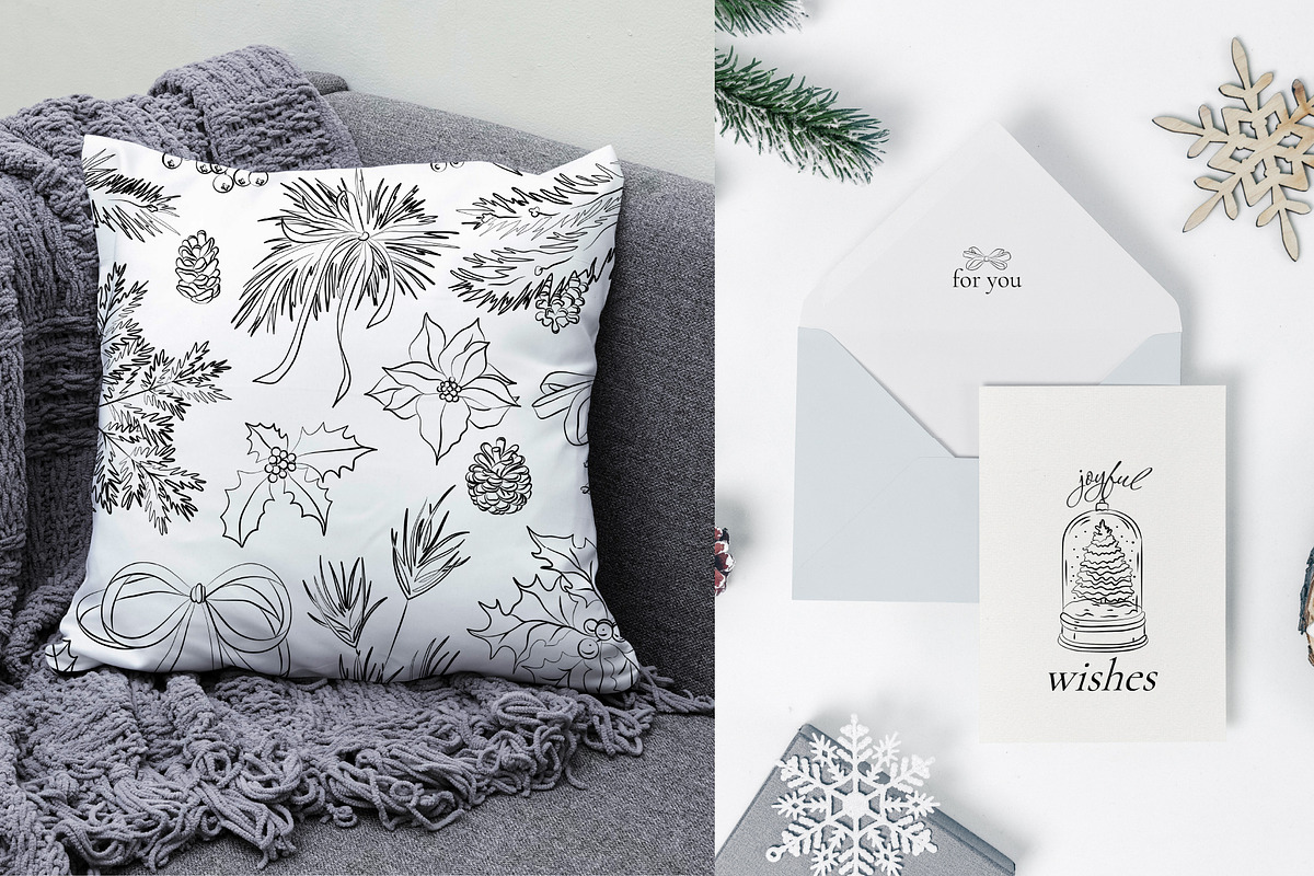 Line Art Winter Floral Decorations, a Decorative Illustration by La Petite Line Art (Photo 10 of 15)