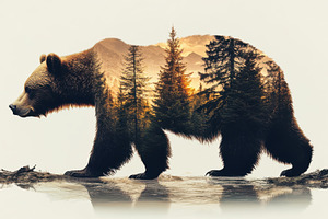 Bear Silhouette: Nature Within, A Po, an Animal Photo by Pixeness Studio
