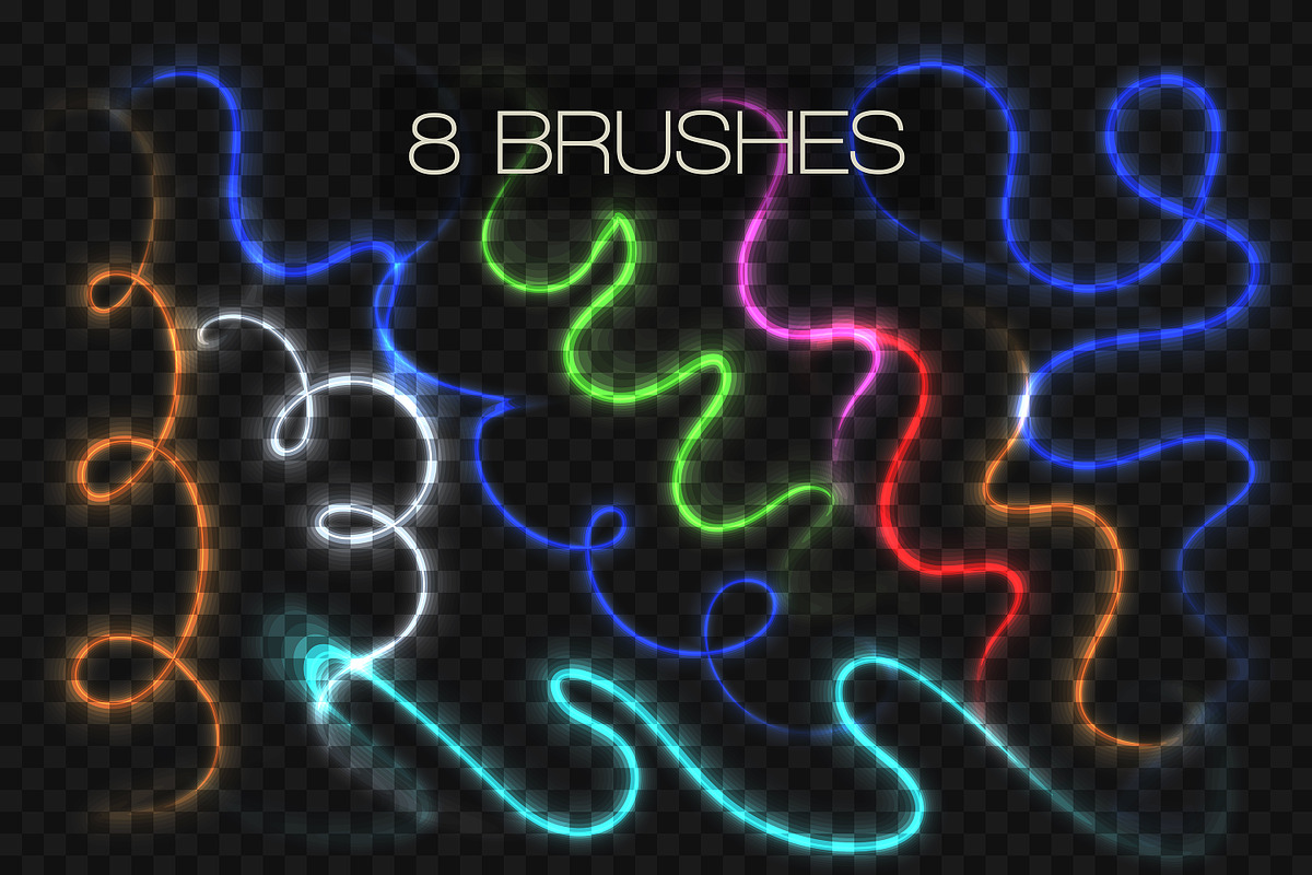 8 NEON BRUSHES / ELEGANT FONT, a Brush Add-On by Nadin_Lebedeva (Photo 8 of 8)
