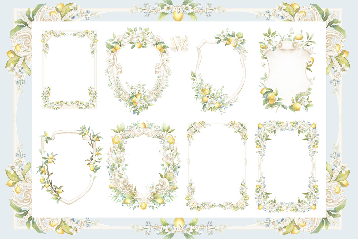 Lemon Lily Wedding Watercolor Bundle, a Decorative Illustration by WonderWonder (Photo 2 of 13)