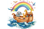 Prompt Watercolor Noah's Ark Clipart, a Decorative Illustration by Creative design (Thumbnail 5 of 7)