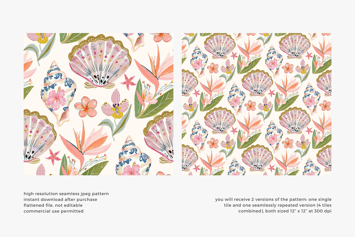 chinoiserie seashell pattern, a Pattern Graphic by Pink Studio Art (Photo 3 of 4)