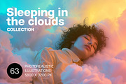 Sleeping in the clouds. 63 images, a Person Illustration by Handmadefont (Thumbnail 1 of 13)