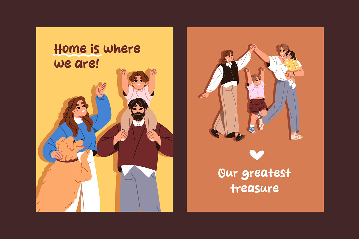 Families with kids celebrating set, a Person Illustration by PaperTrident (Photo 7 of 7)