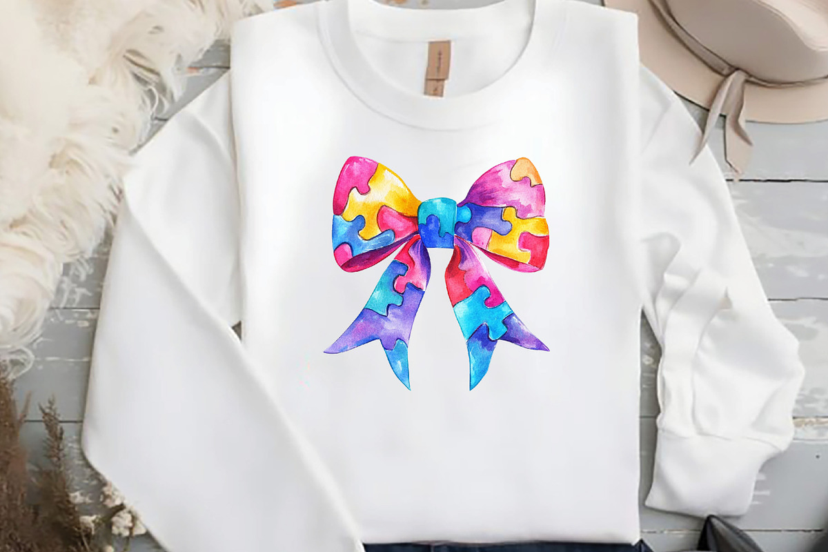 Watercolor Autism Awareness Bow PNG, an Illustration by DreamCafeArt (Photo 8 of 9)