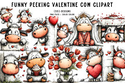 funny peeking valentine cow clipart, an Illustration by CreationArt (Thumbnail 1 of 7)