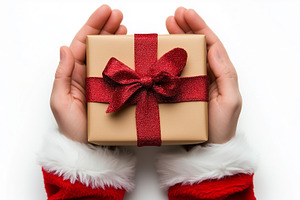 Santa hands holding gift box, a Holiday Photo by MistyDay