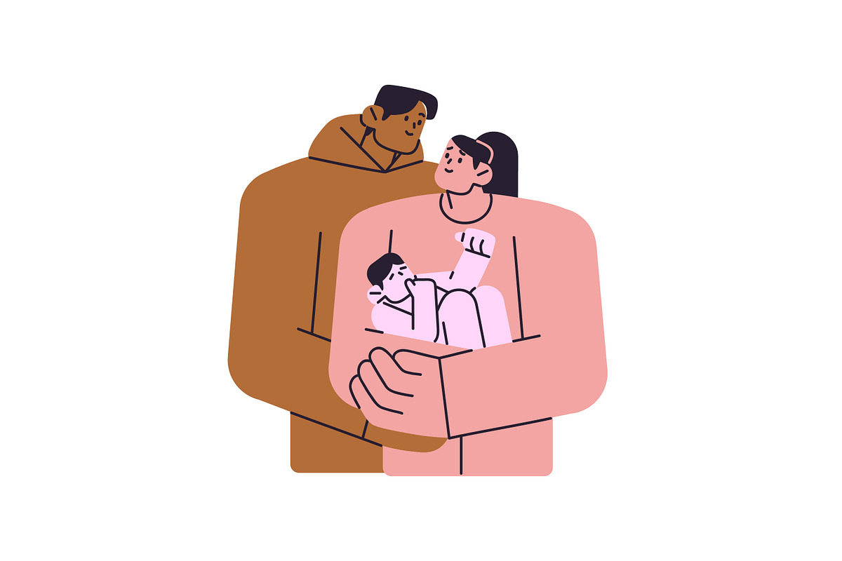 Happy families hugging with kids set, a Person Illustration by PaperTrident (Photo 2 of 10)