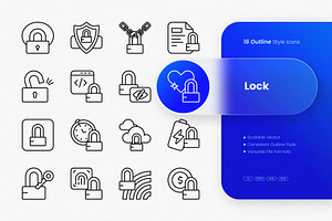 Lock Outline Icons, an Outline Icon by cidcud_graphic