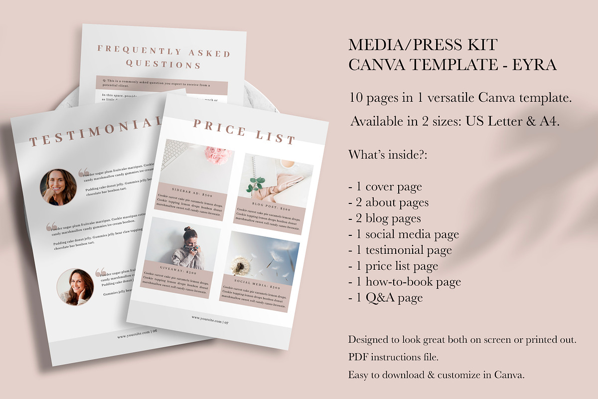 Media Kit Canva Template | EYRA, a Brochure Template by Studio Next (Photo 2 of 9)