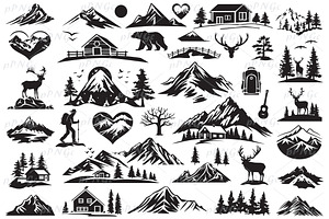 Mountain and Wildlife Vector Icon, a Solid Icon by PassionPNGcreation