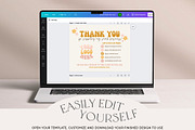 Retro Flower Thank You Card Canva, a Business Card Template by Summit Avenue (Thumbnail 4 of 6)