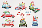 Christmas retro cars clipart, a Decorative Illustration by ArtPavo (Thumbnail 2 of 3)