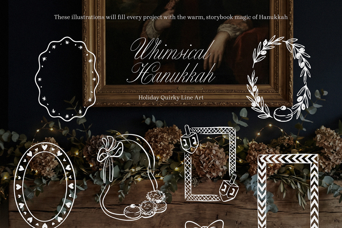 Whimsical Hanukkah: Holiday Line Art, a Seasonal Illustration by divanovskaya_nv (Photo 12 of 16)