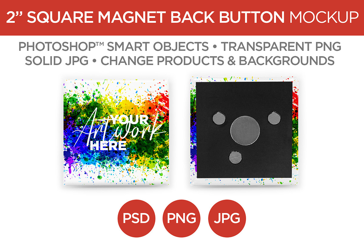 2 Square Button Magnet Back Mockup, a Product Mockup by Mark Anthony Media (Photo 1 of 4)