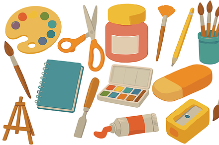 Colorful Handdrawn Art Tools, an Object Graphic by Sempu